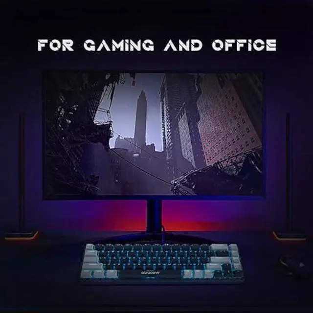 Alt view image 6 of 6 - abucow 68-Key Mechanical Gaming Keyboard with Blue Backlight and Black-Gray Keycaps - Red Switches for a Premium Typing and Gaming Experience on PC and Mac