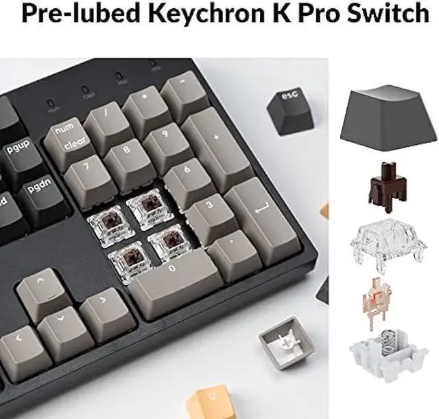 Alt view image 7 of 7 - Keychron C2 Pro Wired Custom Mechanical Keyboard Full Size Layout QMK/VIA Programmable Macro RGB Backlit with Hot-Swappable Keychron K Pro Brown Switch OEM Profile PBT Keycaps for Mac Windows Linux