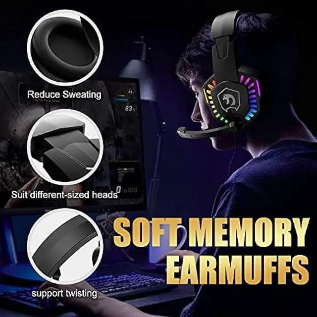 Alt view image 4 of 7 - Wired Gaming Keyboard and Mouse Headset Combo,Rainbow LED Backlit Wired Keyboard,Over Ear Headphone with Mic,Rainbow Backlit Gaming Mice,Mouse Pad,for PC,Laptop,Mac,PS4,Xbox(Black)