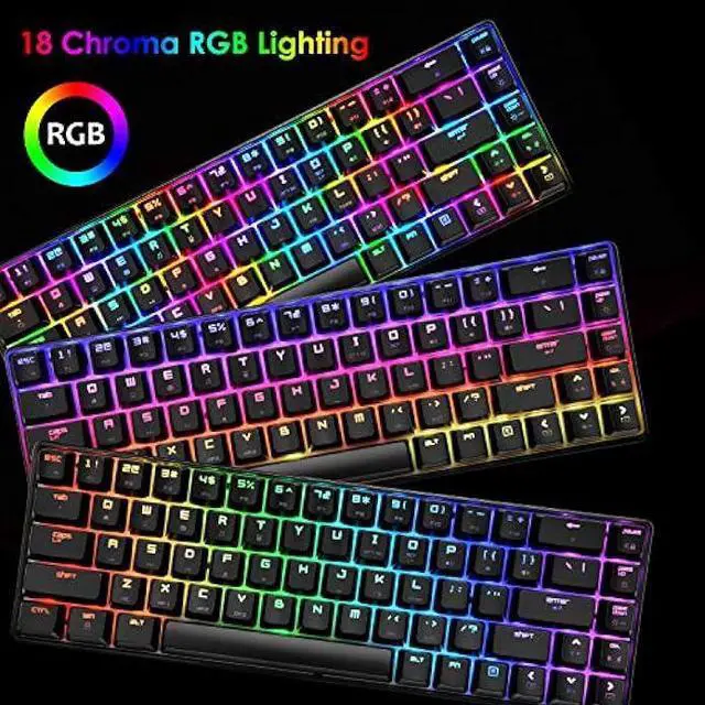 Alt view image 3 of 7 - Mechanical Gaming Keyboard 18 Chroma RGB Backlit Keyboard with Type C Brown Switches 68 Keys Anti-ghosting Wired Gaming Keyboard for PC/Mac Gamer, Typist, Tactile