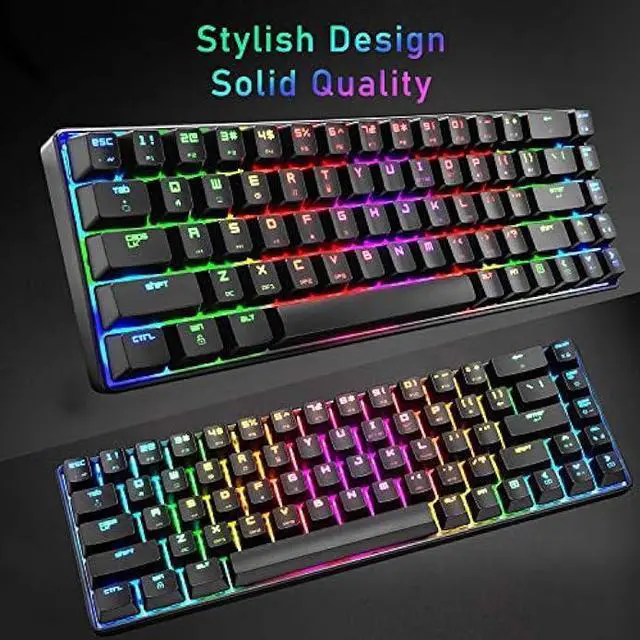 Alt view image 5 of 7 - Mechanical Gaming Keyboard 18 Chroma RGB Backlit Keyboard with Type C Brown Switches 68 Keys Anti-ghosting Wired Gaming Keyboard for PC/Mac Gamer, Typist, Tactile