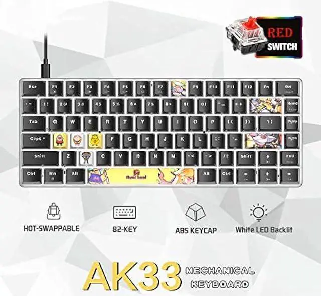 Alt view image 4 of 6 - LexonElec Wired Mechanical Gaming Keyboard Hot-Swappable Compact 82 Keys,9 Dye Sublimation Keycaps,White Backlit,Detachable Type-C,Ergonomic for Windows PC Gamers(Red Switch,Black)