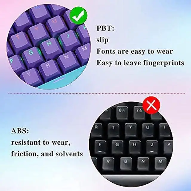 Alt view image 6 of 6 - Ussixchare Backlit Keycaps 60 Percent 87/104 PBT Key Caps Set for 60% Mechanical Gaming Keyboard Gateron Kailh MX Switches (Violet)