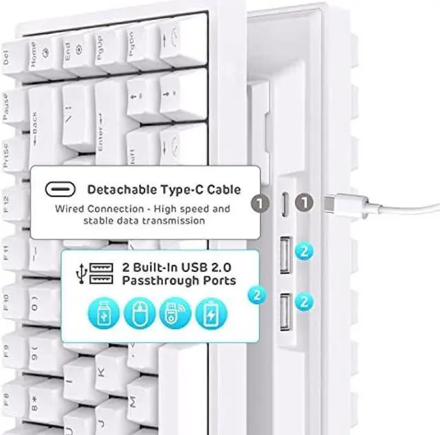 Alt view image 5 of 6 - RK ROYAL KLUDGE RK84 Wireless Blue Backlit 75% Triple Mode BT5.0/2.4G/USB-C Hot Swappable Mechanical Keyboard, 84 Keys Tenkeyless Mechanical Keyboard w/Programmable Software, Blue Switch