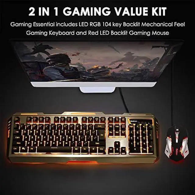 Alt view image 2 of 7 - Iron Orange Yellow Gaming Keyboard Mouse Combo,104 Full Size Metallic Backlit Keyboard,LED Keyboard Color Change Lighted Keyboard,PC Computer USB Keyboard, Gamer Keyboard,for Prime Xbox One PS4 Gamer
