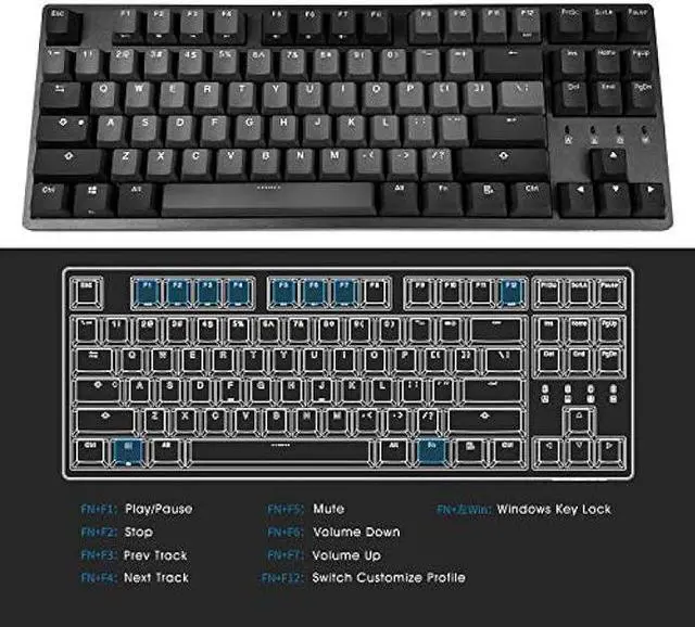 Alt view image 5 of 6 - Durgod Taurus K320 TKL Mechanical Gaming Keyboard - 87 Keys - Double Shot PBT - NKRO - USB Type C (Cherry Brown, Space Grey)