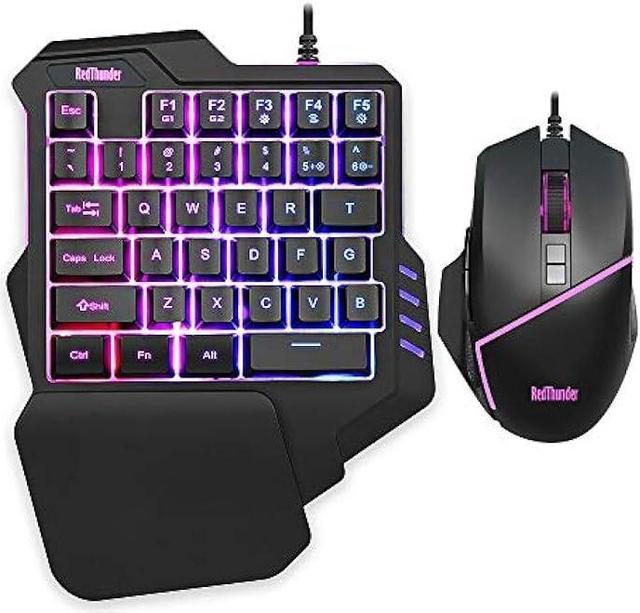 RedThunder One-Handed RGB Gaming Keyboard and Mouse Combo, 35 Keys Mini  Gaming Keypad, 6400 DPI Mouse, Portable Game Controller for PC Gamer 