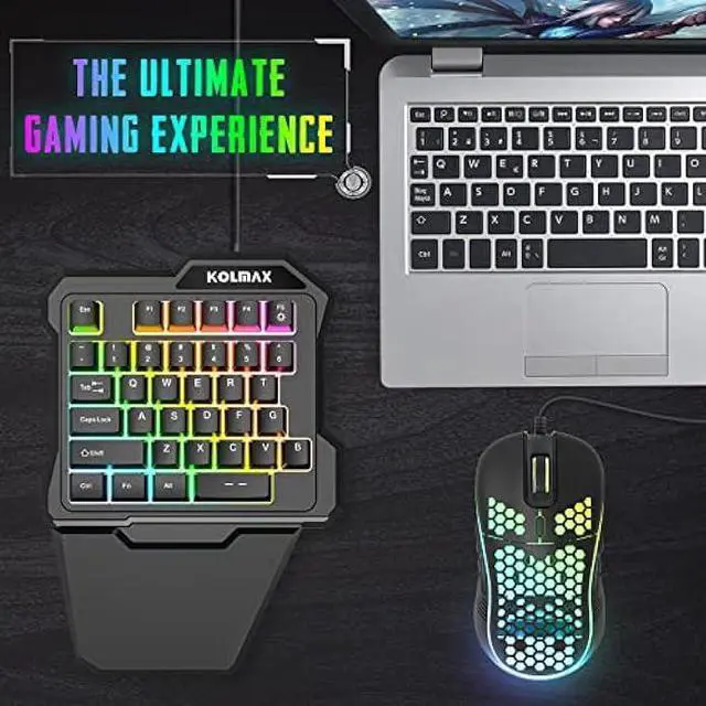 Alt view image 7 of 7 - RGB One Handed Gaming Keyboard and Mouse Combo,USB Wired Mechanical Feeling Gaming Keypad with Wrist Rest Support, Gaming Mouse for Laptop PC Xbox PS4 Game Office