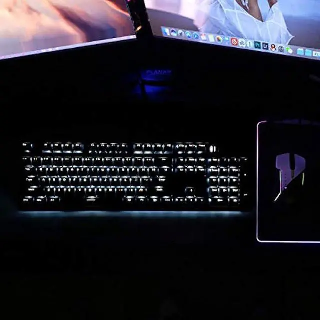 Alt view image 4 of 5 - Qisan Mechanical Gaming Keyboard Full Size 104 Keys US Layout Wired Blue Switch Backlit Keyboard with Black & Grey Color