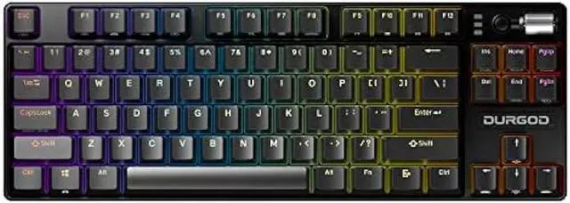 Main image of DURGOD TGK 300 Mechanical Gaming Keyboard for Windows Mac PC Laptop Tablet, 84 Keys Wired Keyboard with Red Linear Switch, RGB Backlit and Volume Wheel, Hot Swappable, Durable PBT Keycap