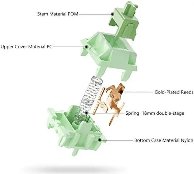 Alt view image 4 of 6 - Feker Matcha Switches, Mechanical Keyboard DIY MX 5 pin Linear Switches Shaft for All MX Mechanical Keyboard - 60cN Force Pre Lubed (45PCS)