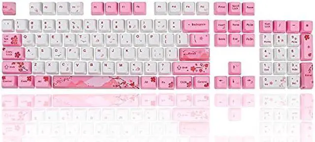Alt view image 2 of 6 - GTSP 104 Sakura Keycaps Cute Japanese Custom Gaming keycap Set of Dye-Sub OEM Profile for Cherry Mx Gateron Kailh Switch 87/104 60% Mechanical Keyboard (Sakura)