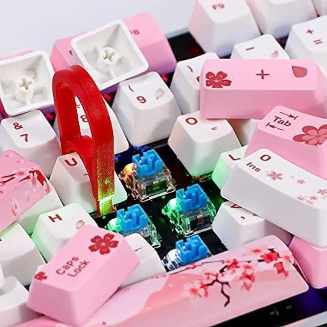 Alt view image 6 of 6 - GTSP 104 Sakura Keycaps Cute Japanese Custom Gaming keycap Set of Dye-Sub OEM Profile for Cherry Mx Gateron Kailh Switch 87/104 60% Mechanical Keyboard (Sakura)