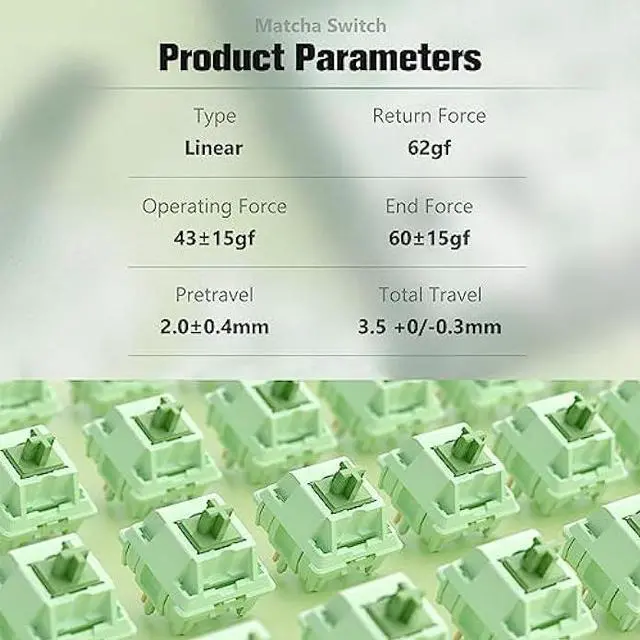 Alt view image 2 of 6 - Feker Matcha Switches, Mechanical Keyboard DIY MX 5 pin Linear Switches Shaft for All MX Mechanical Keyboard - 60cN Force Pre Lubed (45PCS)