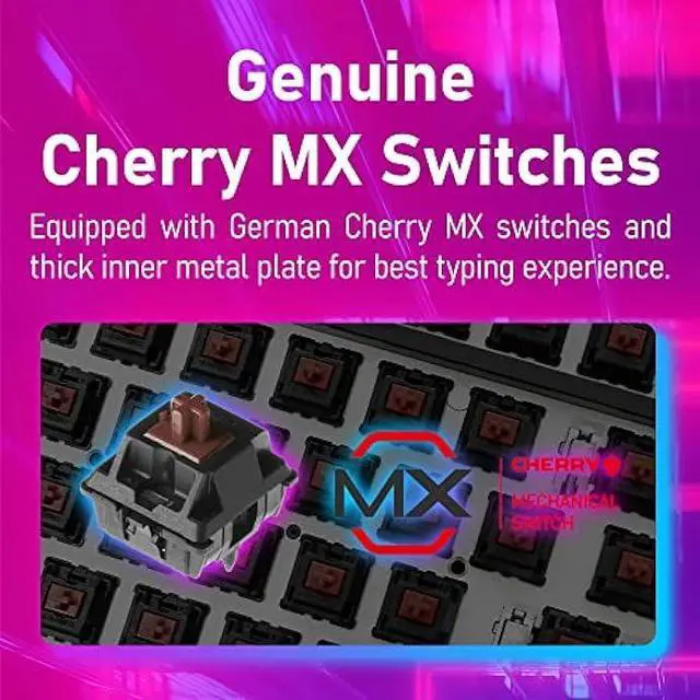 Alt view image 4 of 6 - i-rocks K73M Mechanical Gaming Keyboard with Media Control Knob, 107 Keys, PBT Keycaps, Multimedia Hotkeys, Detachable USB-C Cable (Cherry MX Brown Switches, Cyberpunk Blue)