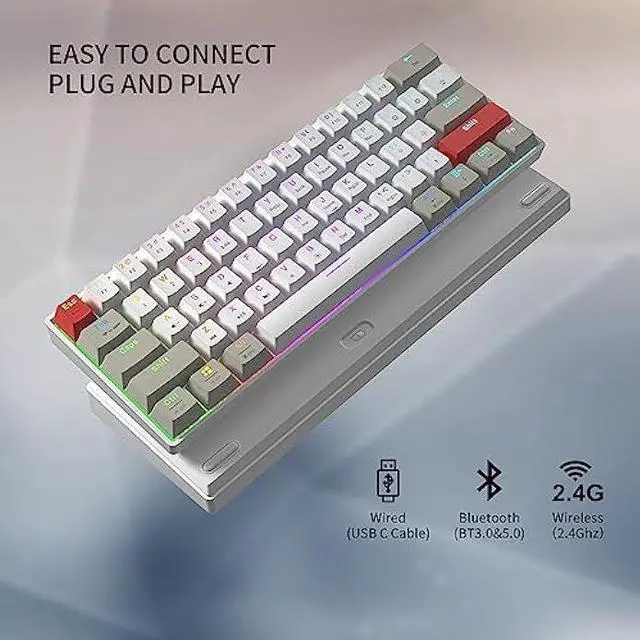 Alt view image 4 of 6 - Newmen GM610 Pro Compact Mechanical Gaming Keyboard Bluetooth/Wireless 2.4G/Wired Backlit Hot Swappable Mechanical Keyboard Brown Switch(Triple Mode)