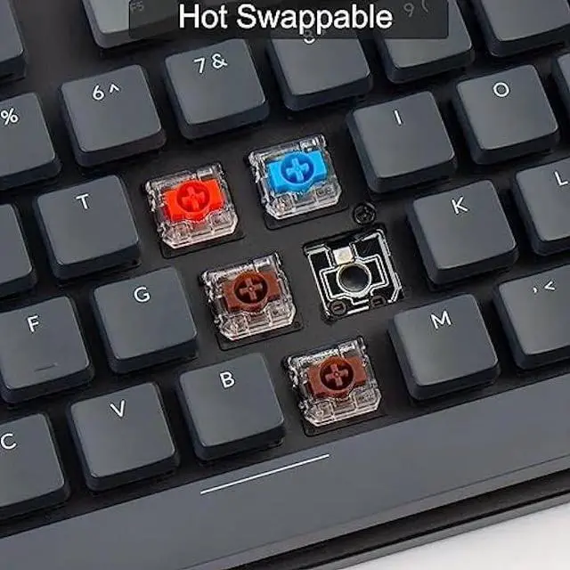 Alt view image 4 of 7 - Keychron K5 SE Hot-swappable Wireless Mechanical Keyboard, Ultra-Slim Full Size 104 Keys White Backlight Bluetooth/Wired Aluminum Gaming Keyboard for Mac Windows, Low Profile Gateron Brown Switch