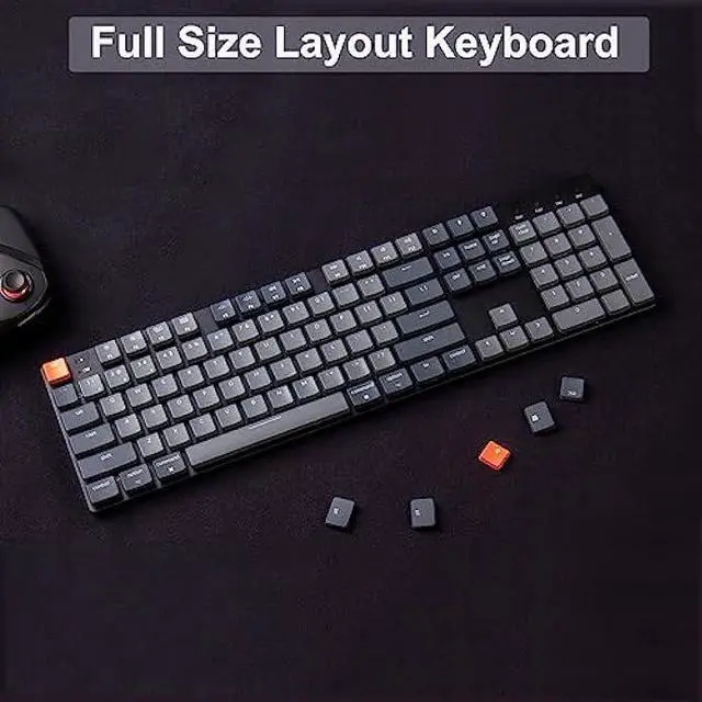 Alt view image 5 of 7 - Keychron K5 SE Hot-swappable Wireless Mechanical Keyboard, Ultra-Slim Full Size 104 Keys White Backlight Bluetooth/Wired Aluminum Gaming Keyboard for Mac Windows, Low Profile Gateron Brown Switch