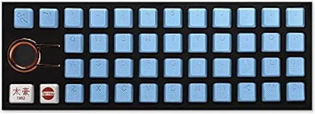 Main image of TAI-HAO 42 Rubber Gaming Keycaps Compatible with All MX Types Keyboards - Neon Blue