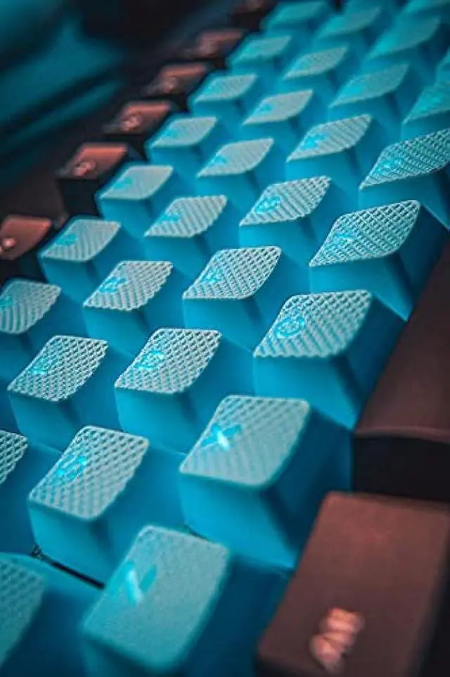 Alt view image 4 of 6 - TAI-HAO 42 Rubber Gaming Keycaps Compatible with All MX Types Keyboards - Neon Blue