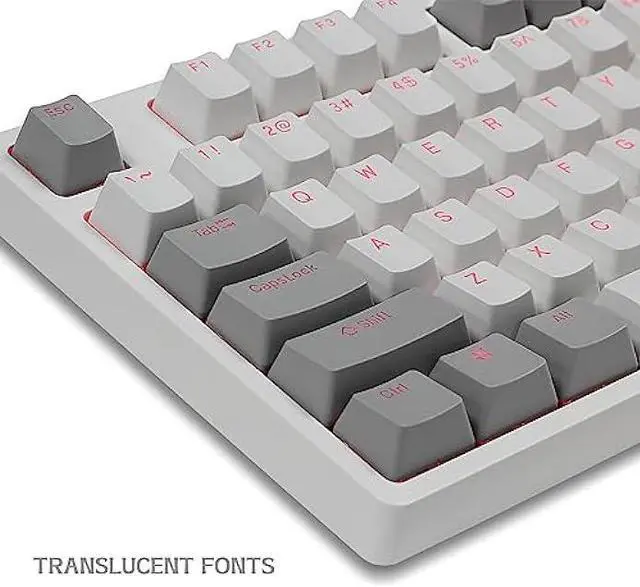 Alt view image 3 of 7 - Happy Balls PBT Keycaps Backlit Cherry MX Keycap Set Doubleshot OEM Profile Translucent for US Layout 61 87 104 108 MX Switches Mechanical Keyboard (Gray White)