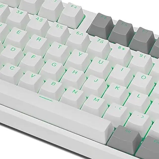 Alt view image 4 of 7 - Happy Balls PBT Keycaps Backlit Cherry MX Keycap Set Doubleshot OEM Profile Translucent for US Layout 61 87 104 108 MX Switches Mechanical Keyboard (Gray White)