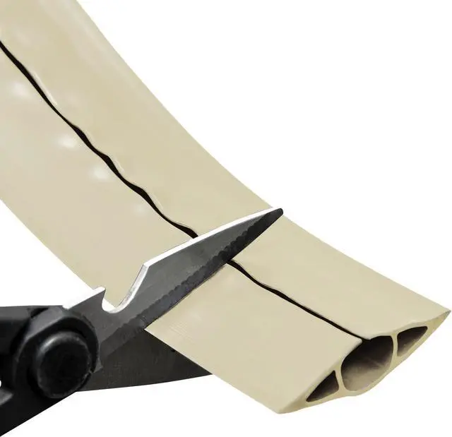 Alt view image 5 of 7 - D-Line 6ft Floor Cord Cover, Cable Protector, Extension Protect Wires & Prevent Trips, Management Solution - Cavity = 0.63" (W) x 0.31" (H) Beige