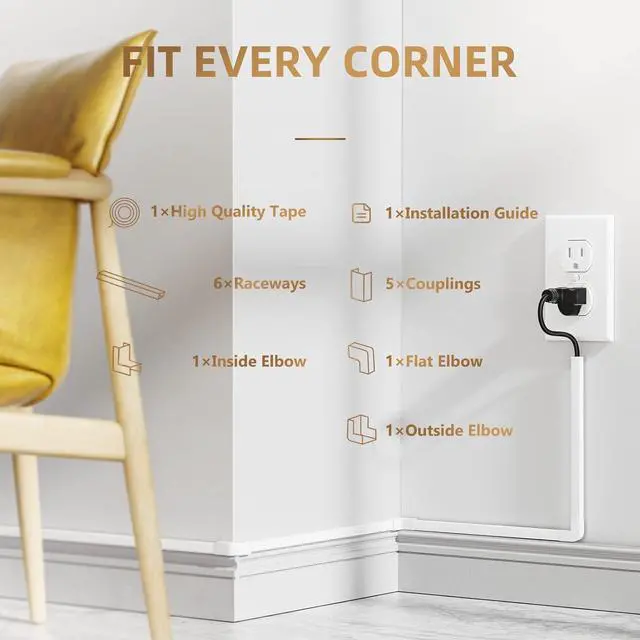 Alt view image 4 of 7 - Delamu Cord Hider, 94in Cable Hider, One-Cord Cord Cover Wall, Paintable Cable Cover Raceway, Wire Hiders for Tv on Wall, Wire Covers for Cords, Wall Cord Cable Concealer, 6xL15.7 W0.59 H0.4in, White