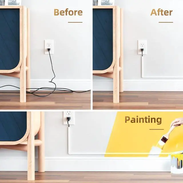 Alt view image 6 of 7 - Delamu Cord Hider, 94in Cable Hider, One-Cord Cord Cover Wall, Paintable Cable Cover Raceway, Wire Hiders for Tv on Wall, Wire Covers for Cords, Wall Cord Cable Concealer, 6xL15.7 W0.59 H0.4in, White