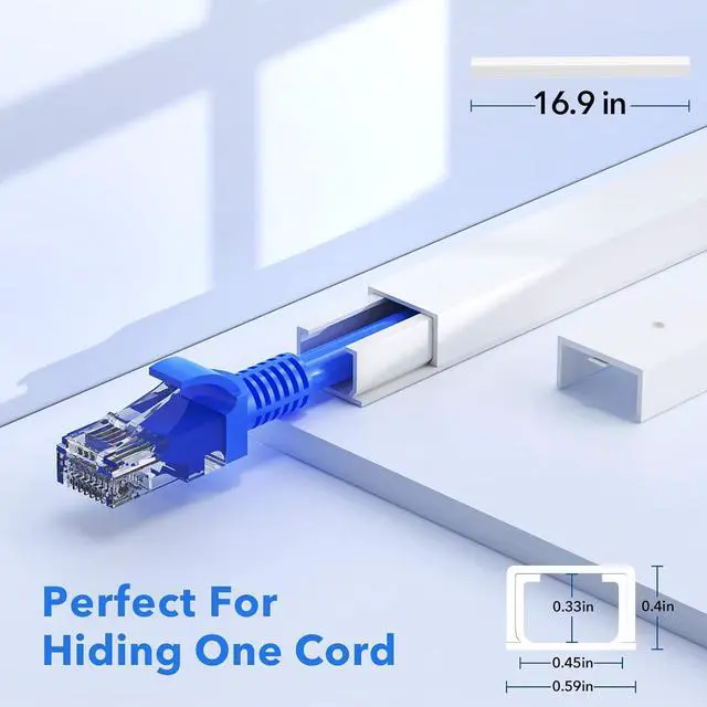 Alt view image 2 of 7 - Yecaye 304in Cord Hider, One-Cord Cable Concealer Kit, PVC Wire Covers for Cords on Wall, Paintable Cable Raceway Management, Max for 2 Small Cords for Home Office, 18 x L16.9in W0.59in H0.4in