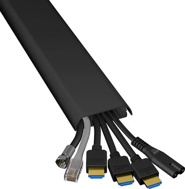 Alt view image 3 of 7 - D-Line TV Wall Mount Cord Hider, Hide Mounted TV Cables, Wire Covers, Self Adhesive Cover for Cords, Paintable, Low Profile, Seamless Cable Raceway - 2.36in W x 0.59in H x 15.7in L - Black