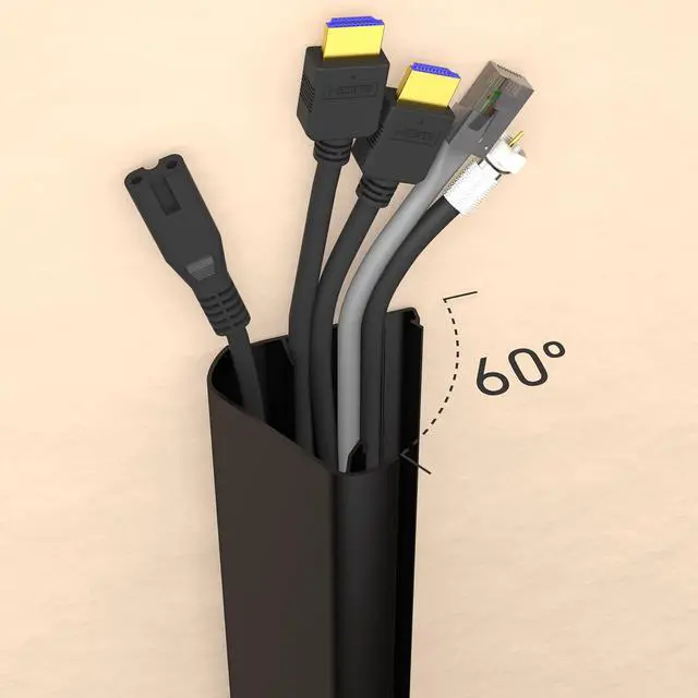 Alt view image 7 of 7 - D-Line TV Wall Mount Cord Hider, Hide Mounted TV Cables, Wire Covers, Self Adhesive Cover for Cords, Paintable, Low Profile, Seamless Cable Raceway - 2.36in W x 0.59in H x 15.7in L - Black