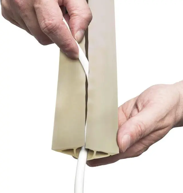 Alt view image 3 of 7 - D-Line 6ft Floor Cord Cover, Cable Protector, Extension Protect Wires & Prevent Trips, Management Solution - Cavity = 0.63" (W) x 0.31" (H) Beige