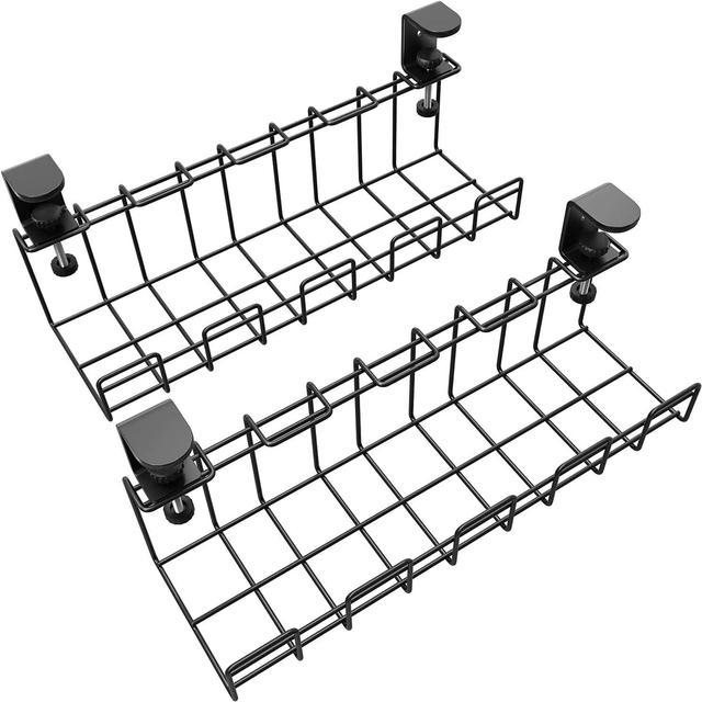 Mount-It! Black Under Desk Cable Tray, Wire Management Basket for