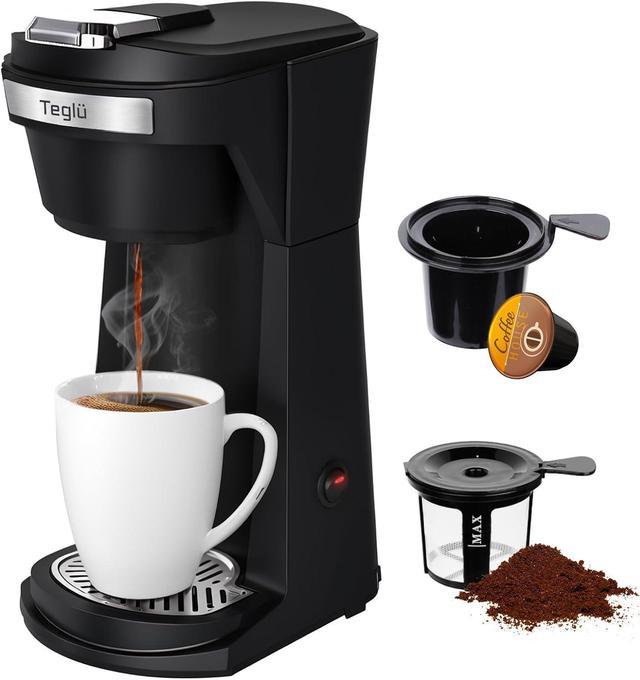 Teglu Single Serve Coffee Maker for K Cup Pod & Ground Coffee 2 in 1, K