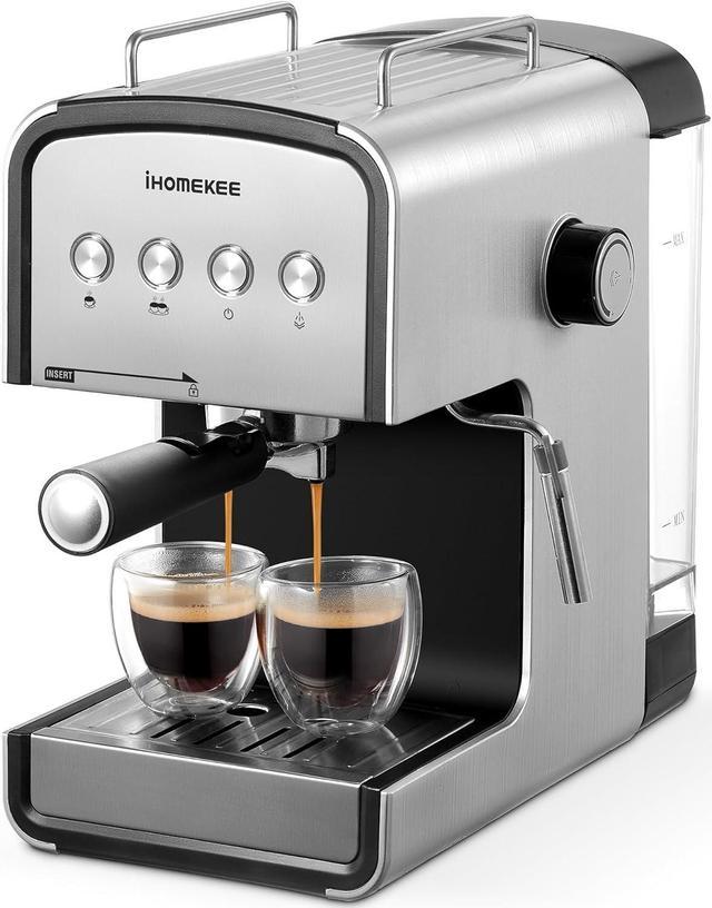 Ihomekee Espresso Machine 15 Bar, Coffee Maker for Cappuccino and Latte  Maker with Milk Frother Steam Wand, Fast Heating Coffee Machine for Home,  Office - CM6822, Silver 