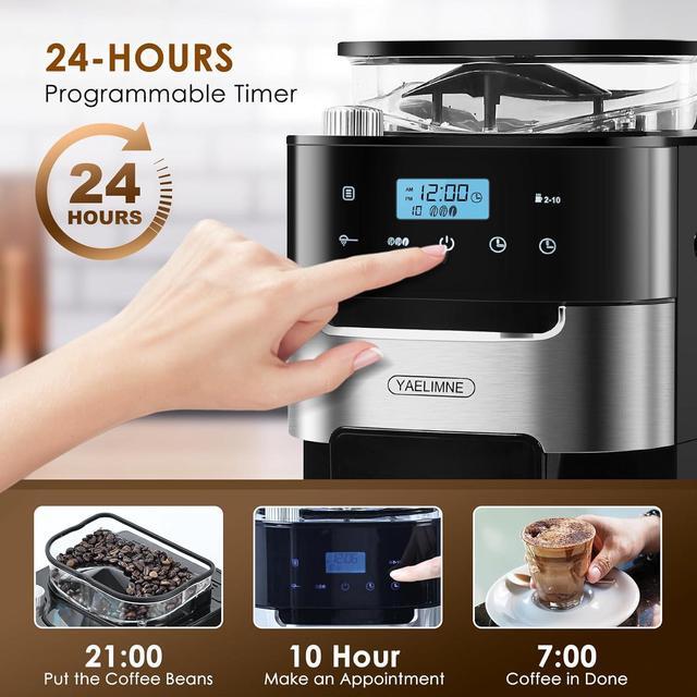 10-Cup Drip Coffee Maker Grind and Brew Automatic Coffee Machine with Built  New