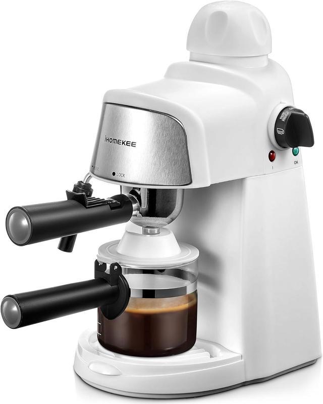 Ihomekee Espresso Machine, 3.5Bar Espresso and Cappuccino Machine with  Preheating Function, 4 Cup Coffee Maker with Milk Frothing Function and  Steam Wand (White) 