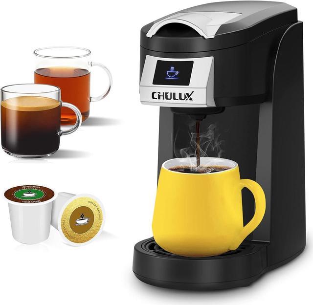 CHULUX Single Serve Coffee Maker with Electric Wet & Dry Coffee Coffee  Grinder,One Button Operation with Capacity 5 to 12 Ounce,Gray