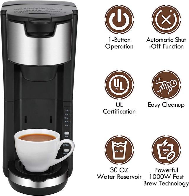 Singles Serve Coffee Makers For K Cup Pod & Coffee Ground, Mini 2 In 1  Coffee Maker Machines 30 Oz Reservoir Brew Strength Control Small Coffee  Brewer