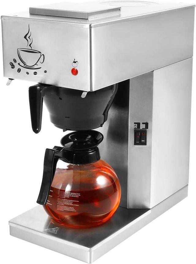 Restlrious Commercial Coffee Maker 12-Cup Drip Coffee Machine, Automatic  Pour Over Coffee Brewer with 2 Warmer Pad and 1 Glass Decanter in 1.8QT  Capacity, Stainless Steel Cafetera Silver 