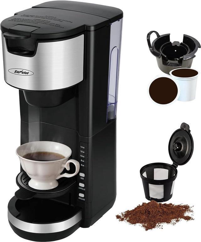 Single Serve 2 in 1 Coffee Brewer K-Cup Pods Compatible & Ground Coffee,Compact  Coffee Maker Single Serve With 30 oz Detachable