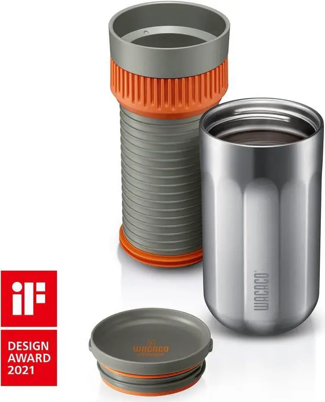 Alt view image 2 of 7 - WACACO Pipamoka Portable Coffee Maker, Coffee brewer, All-in-one Vacuum PressuredInsulated Travel Mug, Hand Powered and Filter Pressure Brewer, Stainless Steel Thermo Cup, 10 fl oz