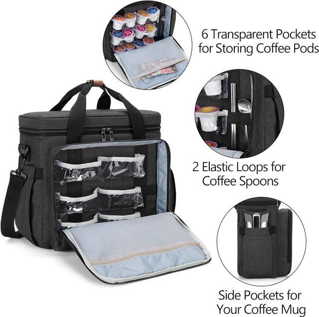 CURMIO Coffee Maker Travel Bag Compatible with Keurig K-Mini or K-Mini  Plus, Single Serve Coffee Brewer Carrying Case with Multiple Pockets for  K-Cup Pods, Travel Mugs, Black (Bag Only, Patent Design) 