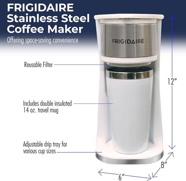 Frigidaire Stainless Steel Single Cup Coffee Maker with Travel Mug
