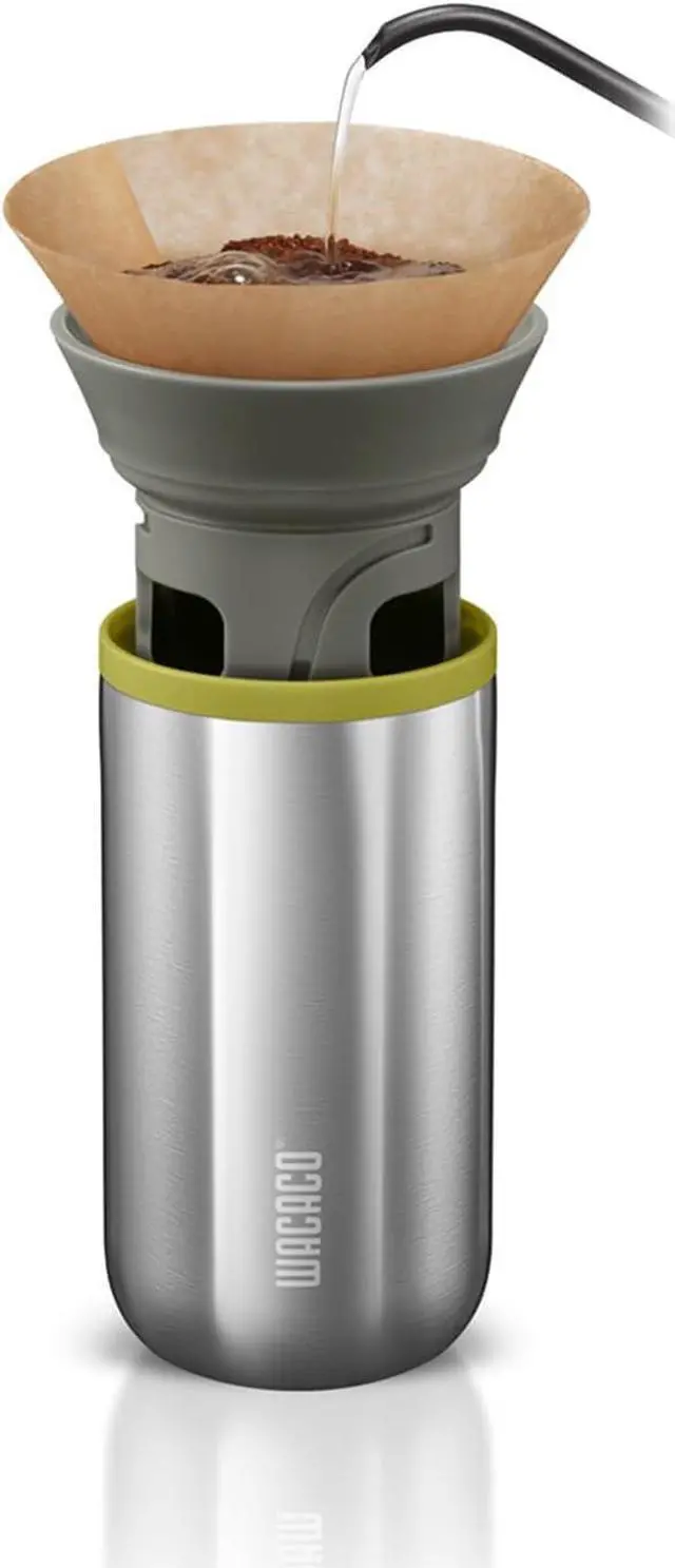 Main image of WACACO Cuppamoka Pour-Over Coffee Maker, Portable Drip Coffee Maker with 10 Cone Paper Filters, Manually Operated, Stainless Steel Coffee Brewer, 10 fl oz