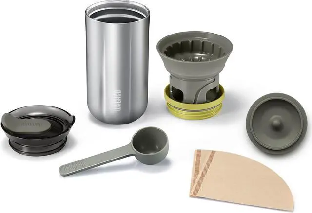 Alt view image 7 of 7 - WACACO Cuppamoka Pour-Over Coffee Maker, Portable Drip Coffee Maker with 10 Cone Paper Filters, Manually Operated, Stainless Steel Coffee Brewer, 10 fl oz