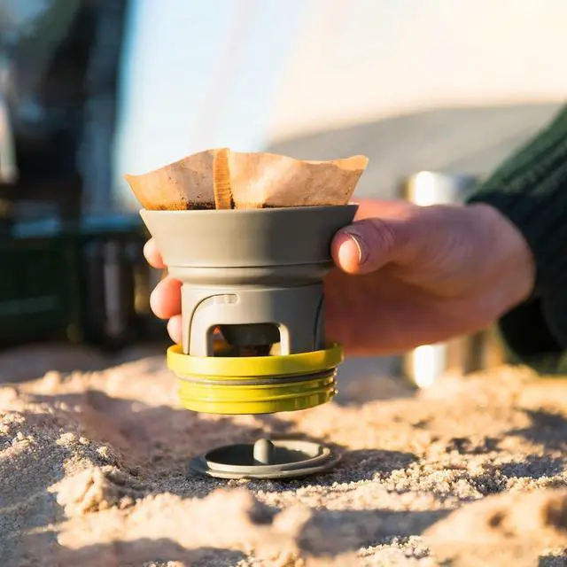 Alt view image 4 of 7 - WACACO Cuppamoka Pour-Over Coffee Maker, Portable Drip Coffee Maker with 10 Cone Paper Filters, Manually Operated, Stainless Steel Coffee Brewer, 10 fl oz