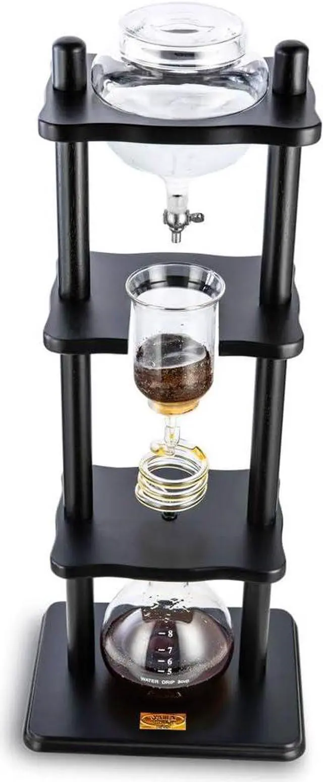 Alt view image 3 of 7 - Yama Cold Brew Maker I Ice Coffee Machine With Slow Drip Technology I Makes 6-8 cups (32oz), Large Capacity Cold Brew Coffee Tower, Black Wood Straight Frame