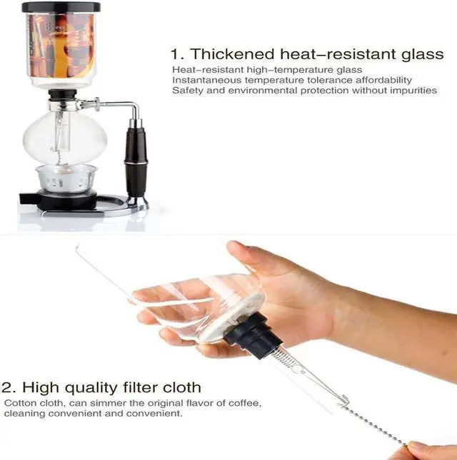 Alt view image 3 of 7 - Siphon Coffee Maker Japanese Style Vacuum Glass Siphon Pot Percolators 1-3 Cups Siphon Coffee Maker